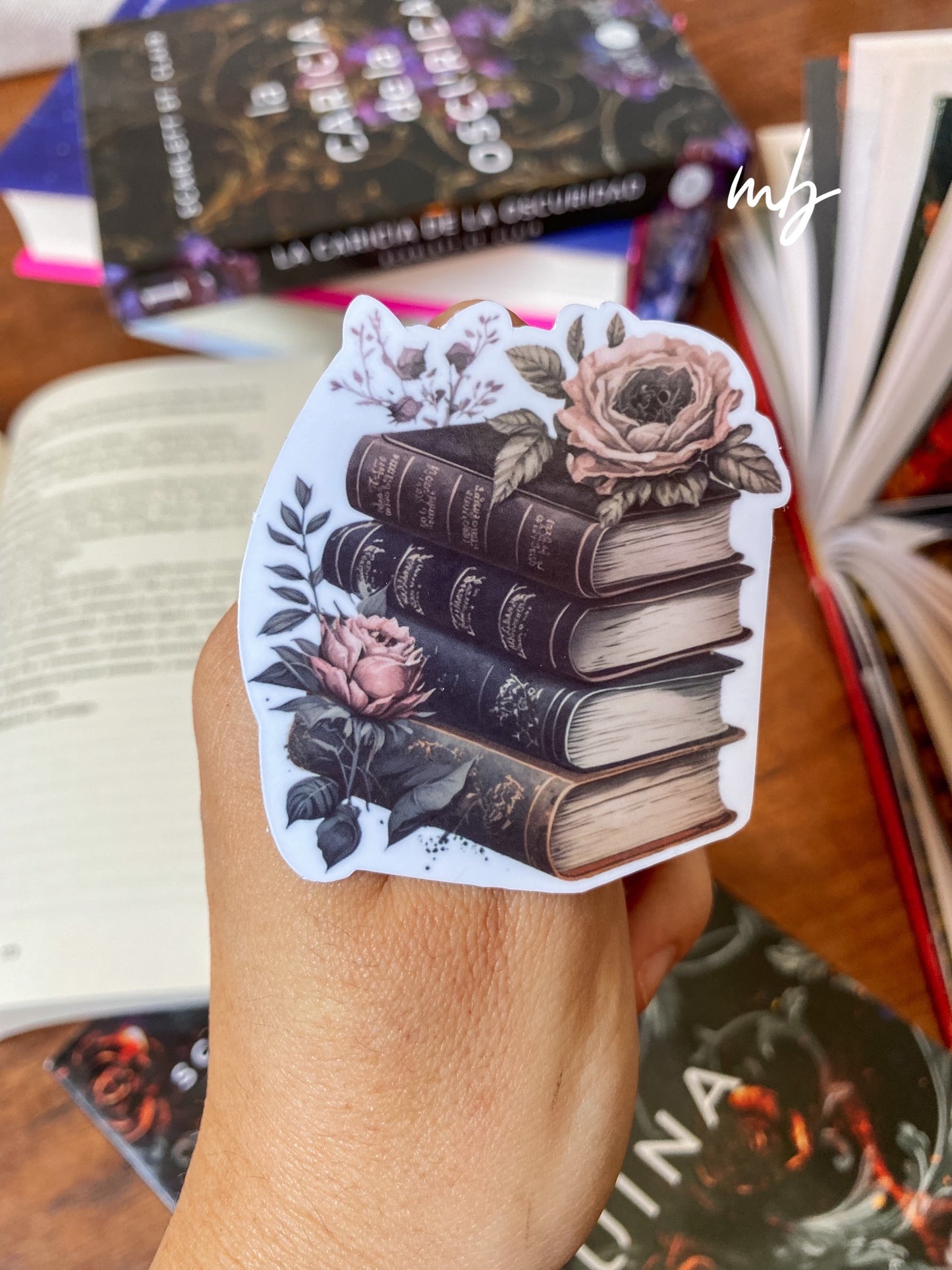 BOOKS AND ROSES STICKER , DARK ACADEMIA