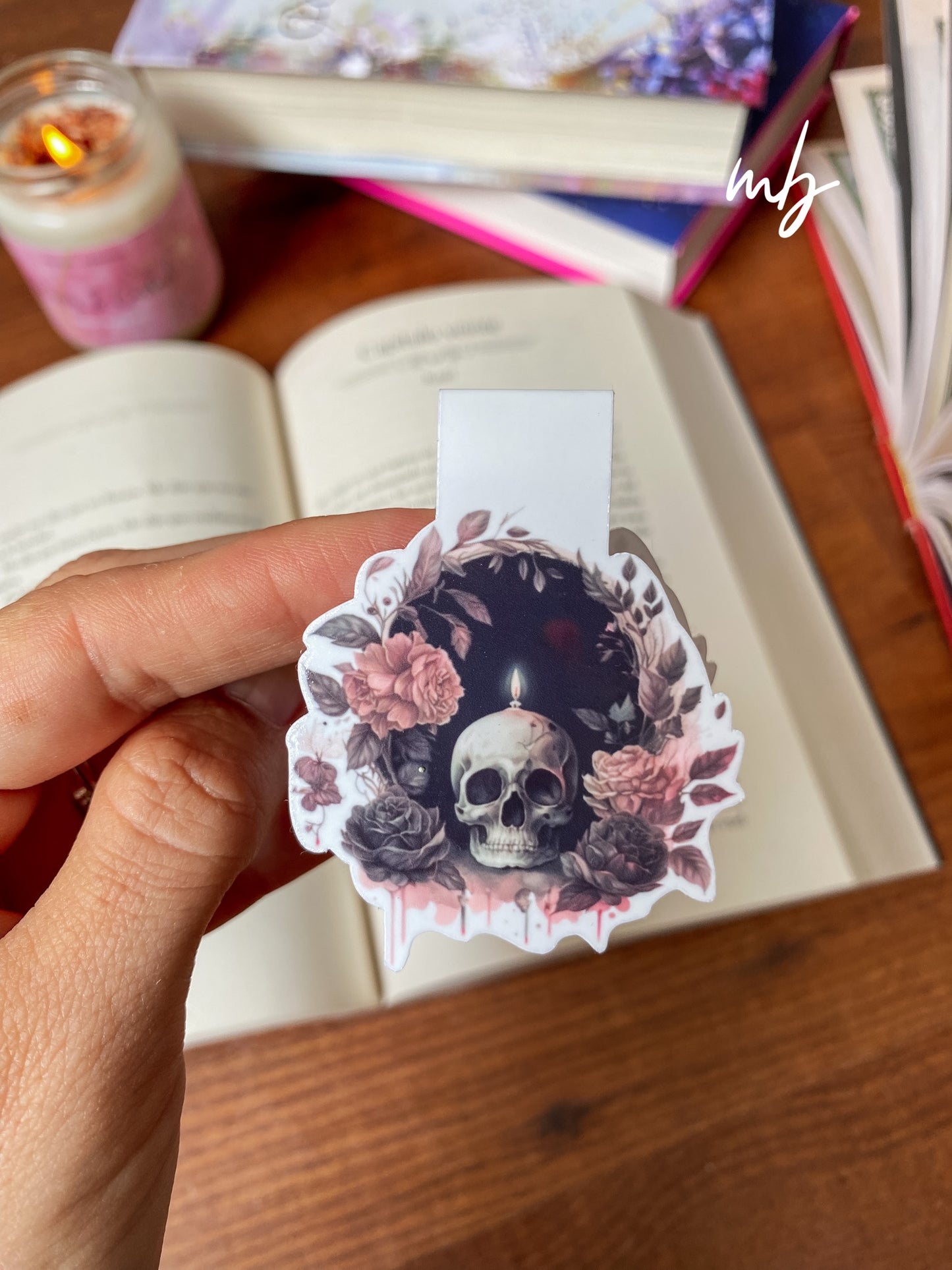 SKULL AND ROSES BOOKMARK , DARK ACADEMIA