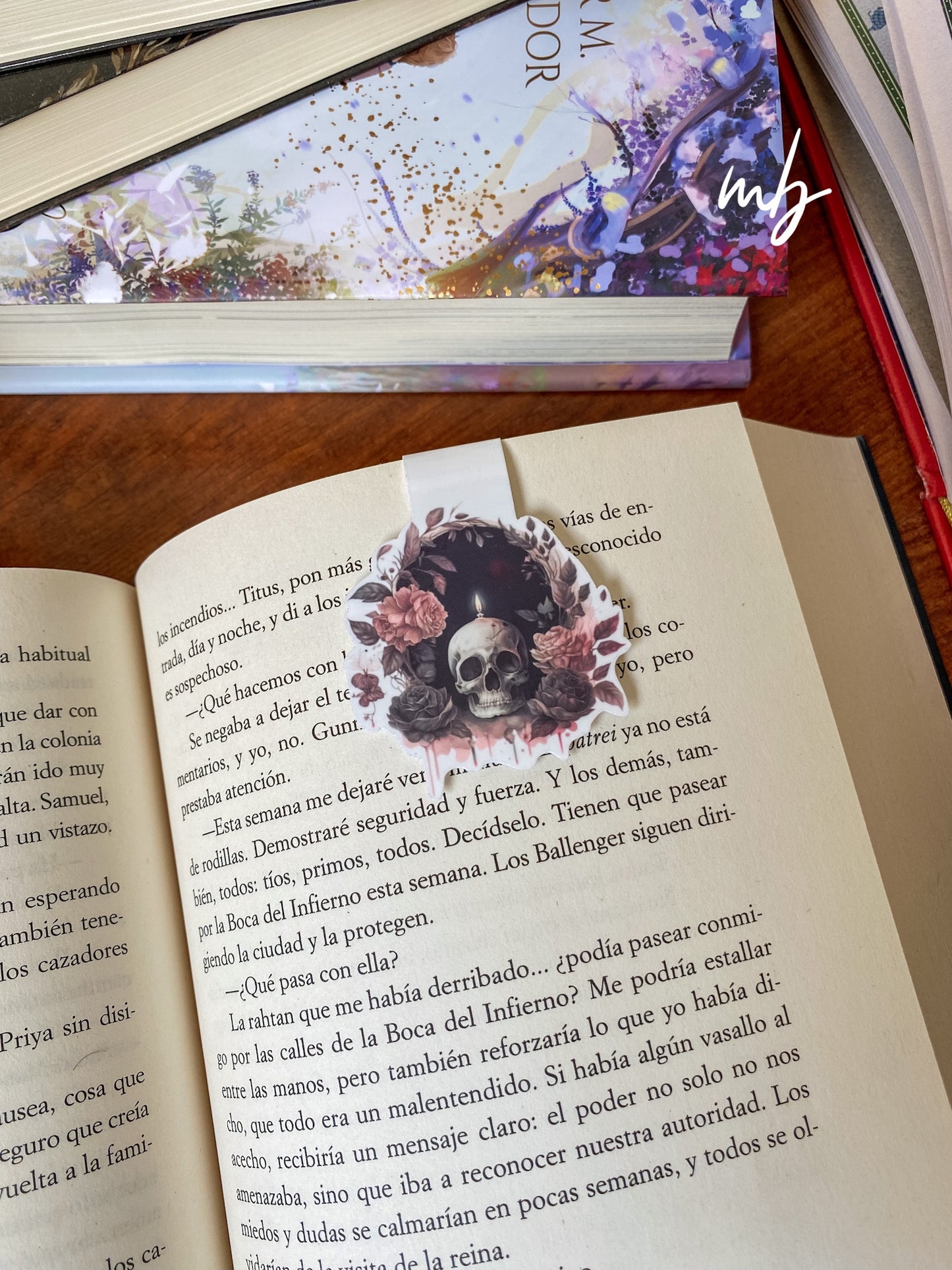 SKULL AND ROSES BOOKMARK , DARK ACADEMIA