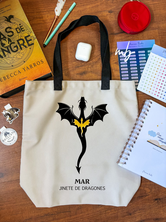 Alas de Sangre Tote bag Mediana , personalizada con tu nombre, Tairn y Andarna, Alas de Hierro , Alas de ónix , Rebecca Yarros