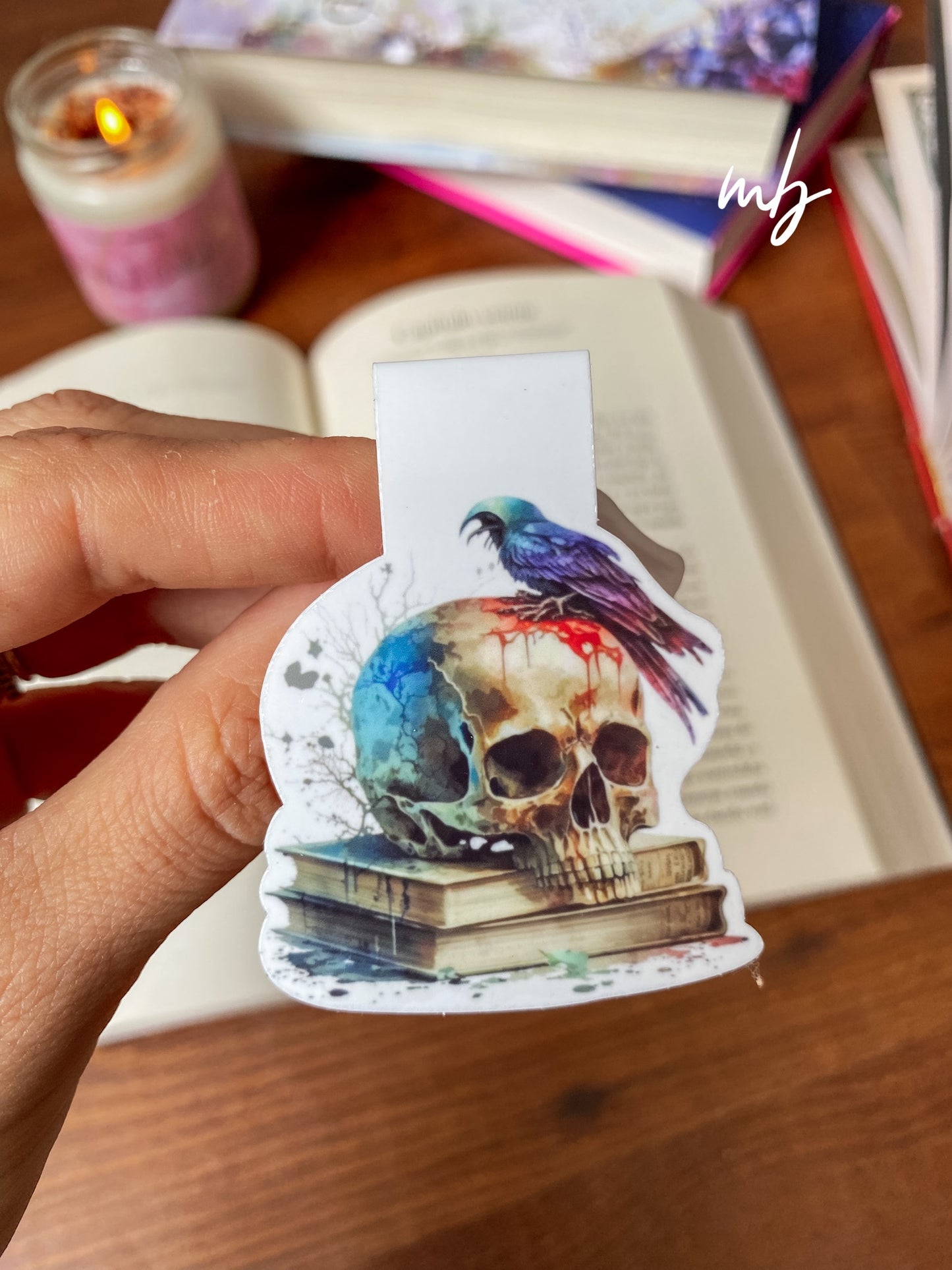 BOOKS RAVEN AND SKULL BOOKMARK, DARK ACADEMIA