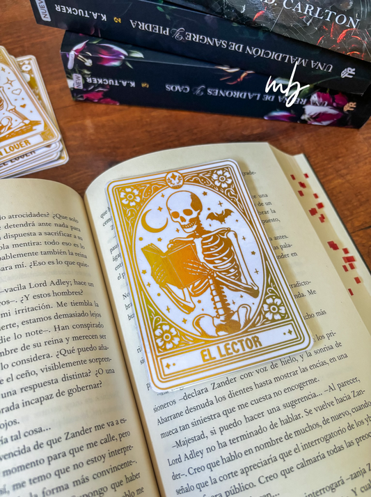 El lector tarot bookmark holographic gold effect