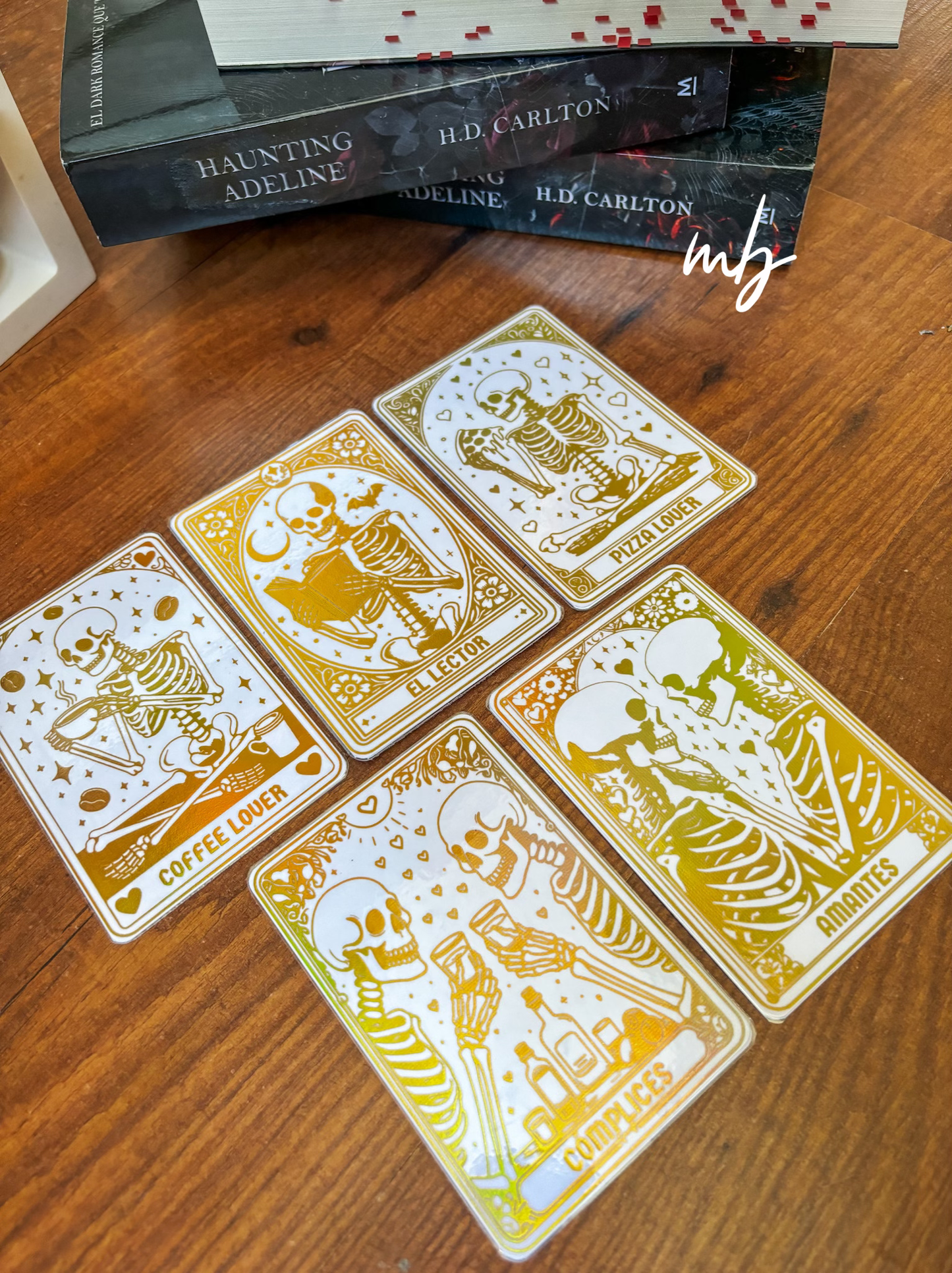 Coffee lover tarot marcapáginas efecto oro holográfico