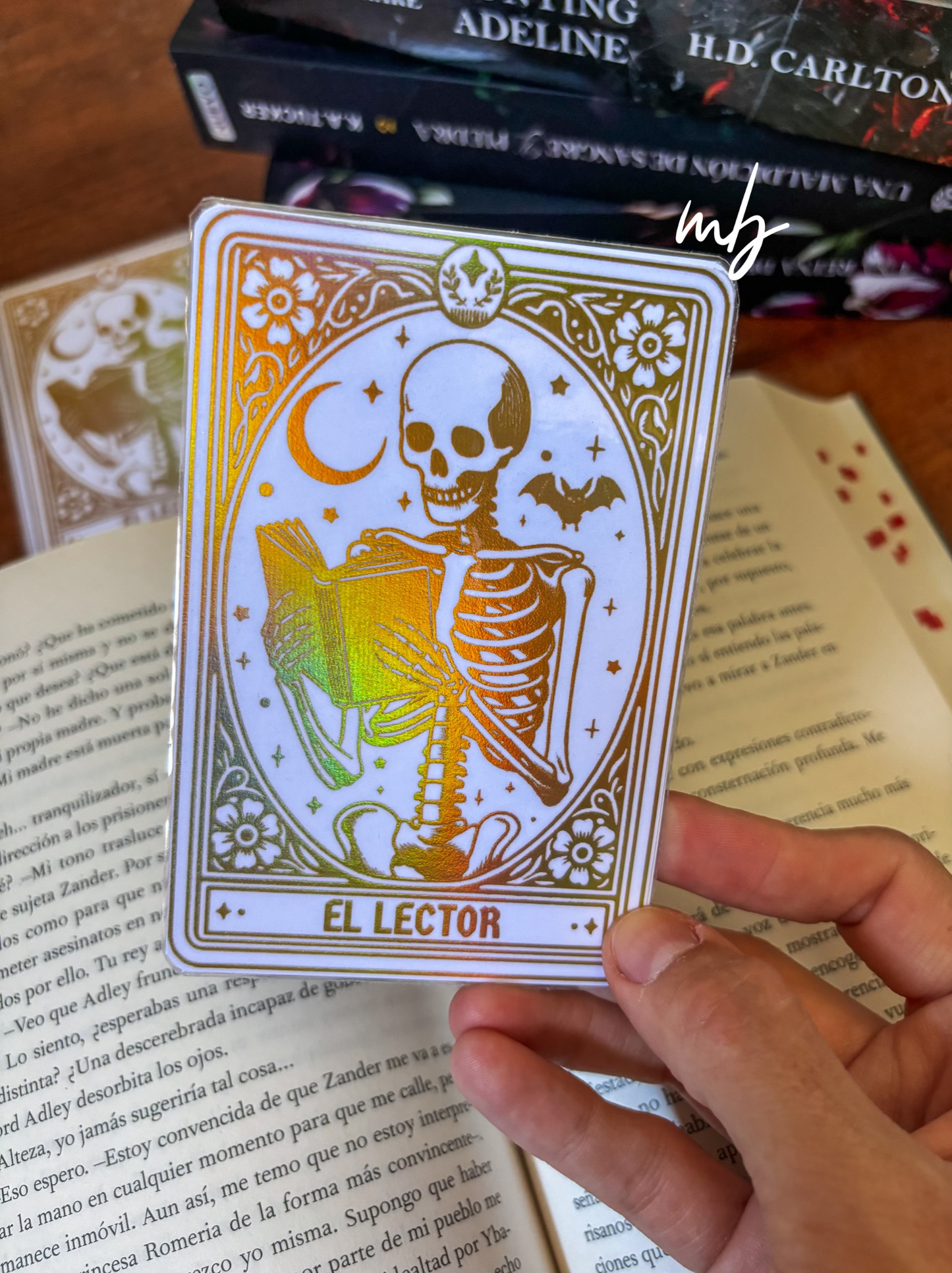 El lector tarot bookmark holographic gold effect