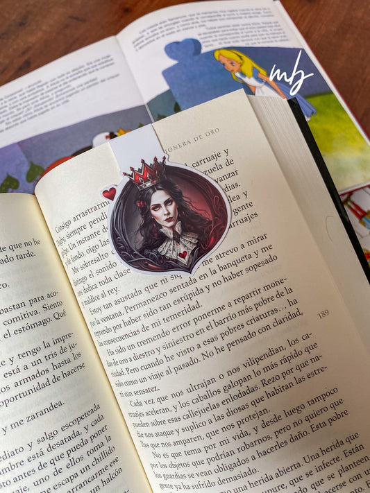 QUEEN OF HEARTS BOOKMARK, DARK VERSION, ALICE IN WONDERLAND