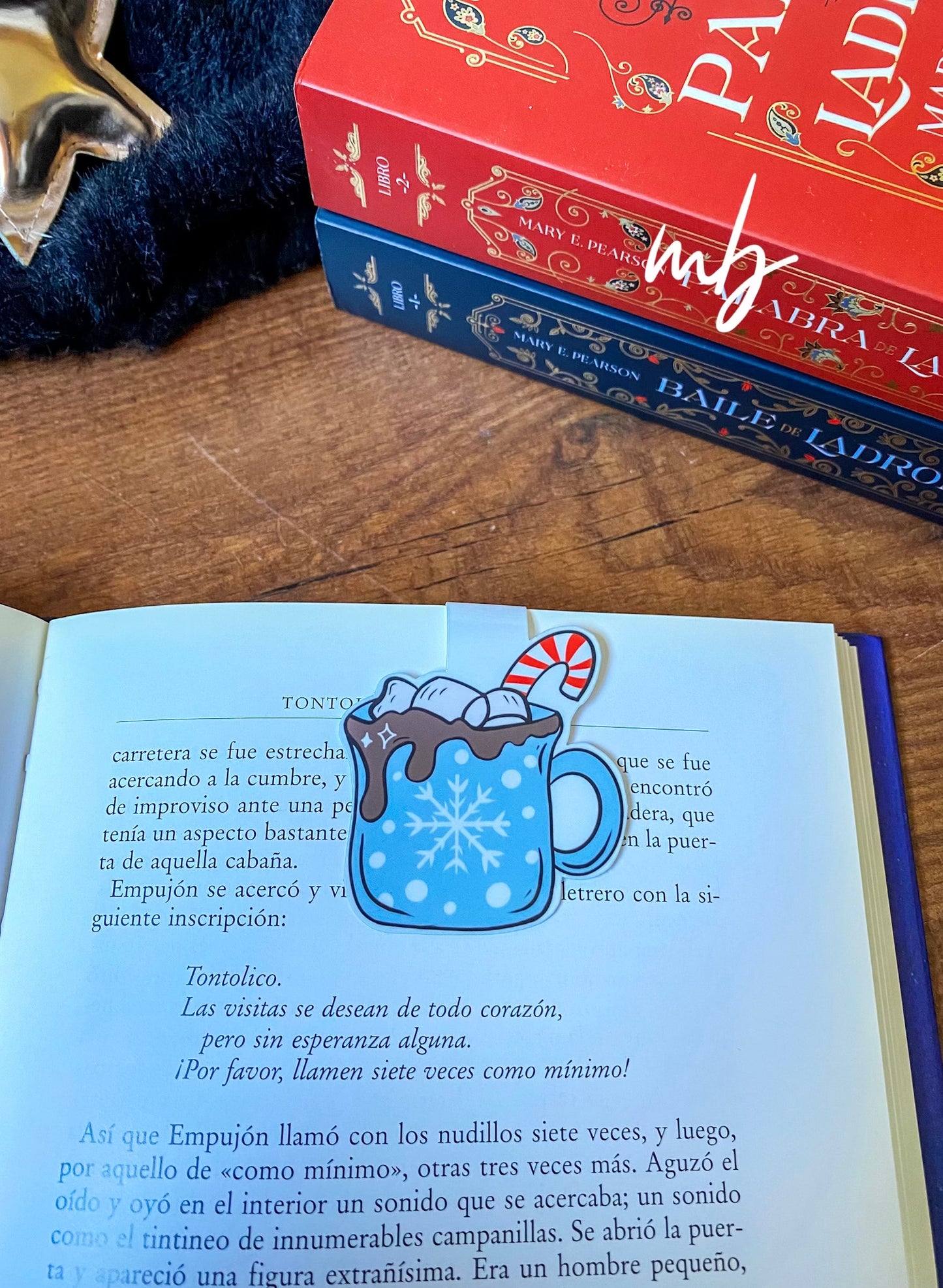  CHOCOLATE MUG WITH MARSHMALLOW CHRISTMAS BOOKMARK